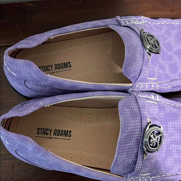 New Purple Leopard Spots Leather Lined Stacy Adams Slip on Loafer Moccasin shoes main image 5